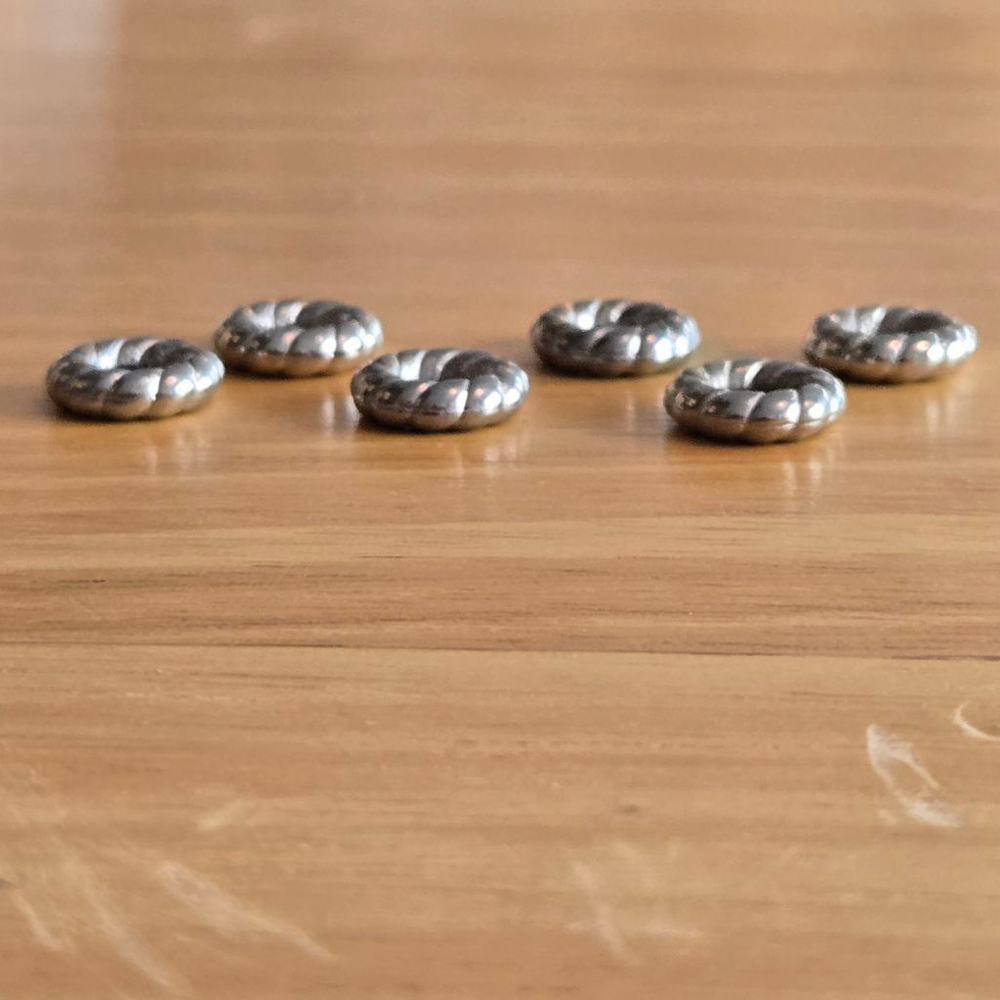 Charm Bracelet Bead Spacer Silvertone Women's Set of 6 Ridged Swirls Filler